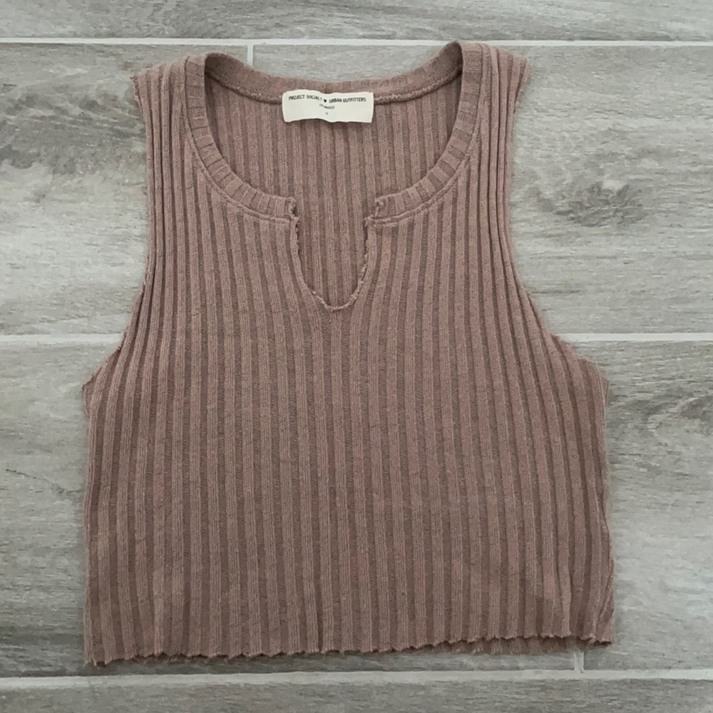Ribbed Raw Cut Tank Top